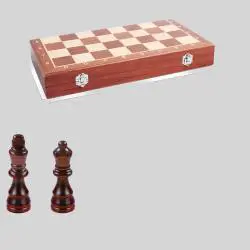 15 Inch Magnetic Mahogany Chess Set - Portable Travel Game