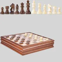 Classic 2-in-1 Wooden Chess & Checkers Game Set