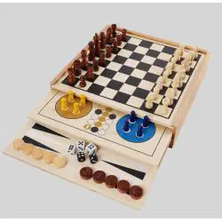 Mini 10-in-1 Travel Board Games Set - Chess, Backgammon, Dominoes
