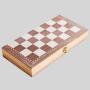 3-in-1 Wooden Chess Folding Game Set - Travel Chess Checkers Backgammon