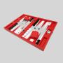 Red Leather Backgammon Chess Set - Kids Game with Table