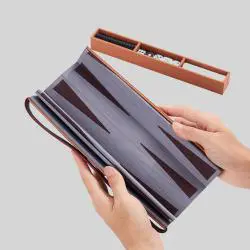 Luxury PU Leather Roll Up Backgammon Chess Game Set - Custom Handmade
