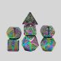 Custom Metal D&D Dice Set - Black Polyhedral Dice with Case