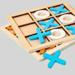 Wooden Tic Tac Toe Game - Acacia Wood Board Game for Family & Kids