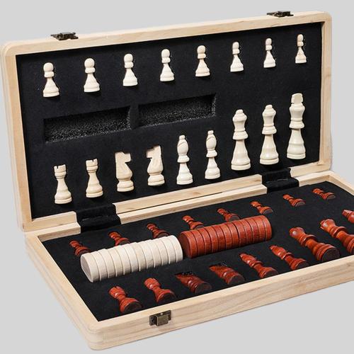 Custom Wooden 2-in-1 Magnetic Chess Set