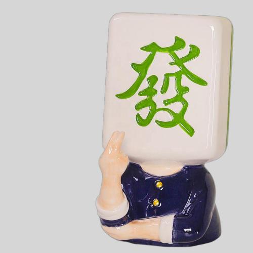 Chinese Mahjong Ceramic Piggy Bank - Vintage Qihe Adornment