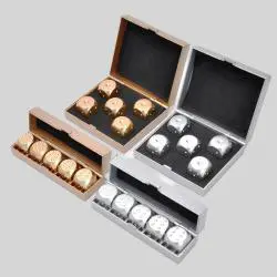 Custom Metal Dice Set - Brass Gold Silver Polyhedral D&D Gift Box