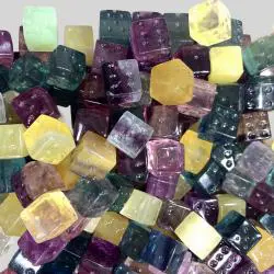 Rainbow Fluorite Crystal Cube Dice - Healing Energy