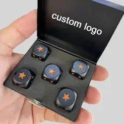 Custom Metal Dice - Black Side, Engraved, Small Packaging