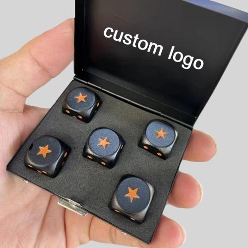 Custom Metal Dice - Black Side, Engraved, Small Packaging