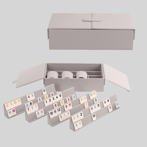 Custom 4 Player Rummy Chess Game Set - Large PU Leather