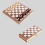3-in-1 Wooden Chess Folding Game Set - Travel Chess Checkers Backgammon