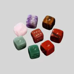 Natural Stone Gem Dice Mahjong Games - 15mm Jade Crafts