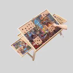 AJUNION 1000 Piece Folding Wooden Jigsaw Puzzle Board