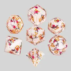 7Pcs White Plum Blossom Dice Resin Polyhedral Dice Set