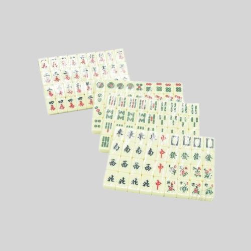 Mini Mahjong Set Ivory White Travel Game Tiles with Racks