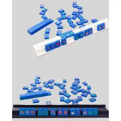 Acrylic Mini Mahjong Set - Blue Glitter Casino Game