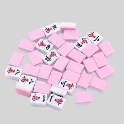Pink Mini Mahjong Set - Travel Game Tiles for Party