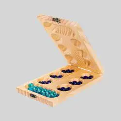Wooden Mancala Board Game Set - Larger Size, Travel Box for Kids & Adults