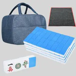 Classic Mini Mahjong Set - Travel Game Tiles, Blue, 144 Tiles