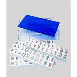 Melamine Mahjong Set - Kids Family Game with Pusher & Box