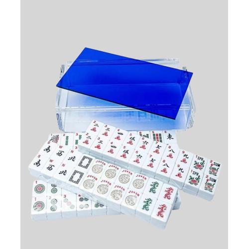 Melamine Mahjong Set - Kids Family Game with Pusher & Box