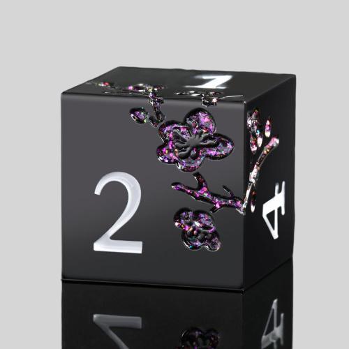Metal DND Dice Set - Black & Purple Polyhedral Dice