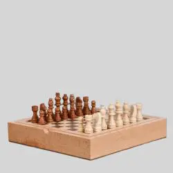Wooden 5 in 1 Chess Board - Portable Travel Game Set