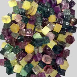Rainbow Fluorite Crystal Cube Dice - Healing Energy