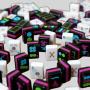 Custom Luxury Mahjong Tiles Set - Black Pink Blue, Logo Engraved