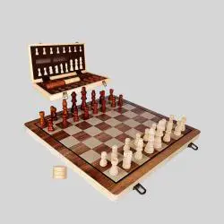 Foldable Wooden Chess Set - 2 Extra Queens