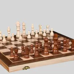 Portable Wooden Chess Checkers 2 in 1 Folding Game Set