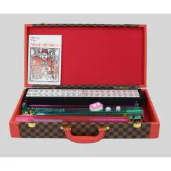 Custom Luxury American Mahjong Set with Pushers & PU Leather Case