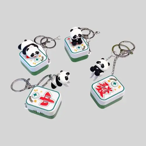 Mahjong Panda Keychain - UV Printed, Custom Logo Mahjong Panda Keychain - UV Printed, Custom Logo