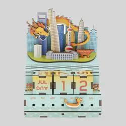 Tonecheer 3D Wooden Puzzle Calendar Toy