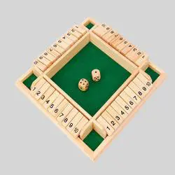 4 Player Wooden Shut the Box Dice Game - Kids Educational Toy Gift