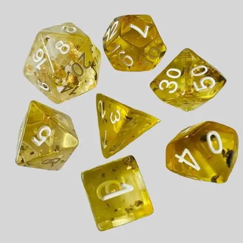 Custom Gold Foil Polyhedral Resin Dice Set - 7pcs D&D RPG Custom Gold Foil Polyhedral Resin Dice Set - 7pcs D&D RPG
