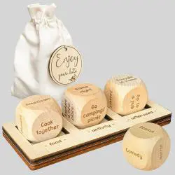 Love Dice Game Set – Wooden Anniversary Gift for Couples