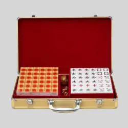 Luxury Silver & Gold Chinese Mahjong Set - Family Table Game