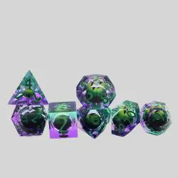2023 Resin D&D Dice Set - Purple & Green Dragon Eye Dice