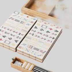 Luxury Bright Wooden Mahjong Box - 144 Set with Magnets