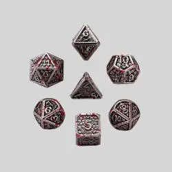 Antique Metal D&D Dice Set - 7 Pcs Polyhedral Dice
