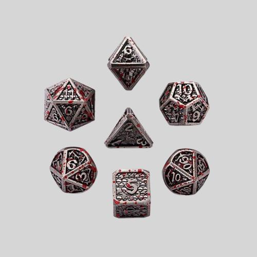Antique Metal D&D Dice Set - 7 Pcs Polyhedral Dice