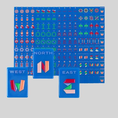 Acrylic Mini Mahjong Set - Blue Glitter Casino Game