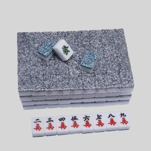Chinese Mahjong Game Set - 144 Pieces Blue-Gray Marble Gift Box