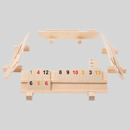 Child Intelligence Game - Wooden Racks Number Tiles Math Board Game