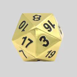 High Quality Golden D20 Dice - Zinc Alloy Polyhedral Dice