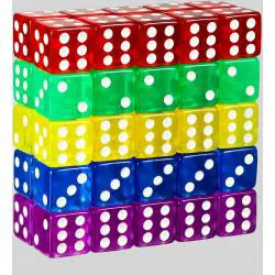 16mm Color Square Dice - Math Game Badges