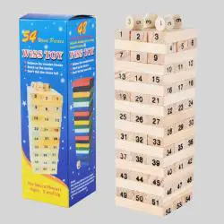 Colorful Wooden Tumble Tower Game Set – Dice & Penalty Cards