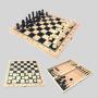 Wooden 3-in-1 Chess Checkers Backgammon Set for Kids Adults